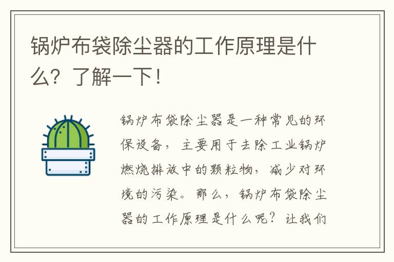 鍋爐布袋除塵器的工作原理是什么？了解一下！