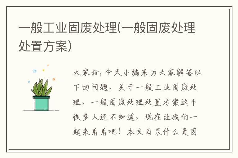 一般工業(yè)固廢處理(一般固廢處理處置方案)