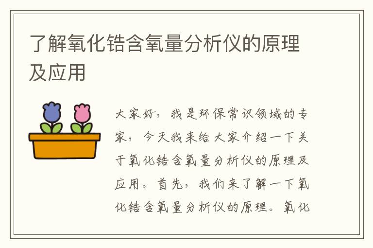 了解氧化鋯含氧量分析儀的原理及應用