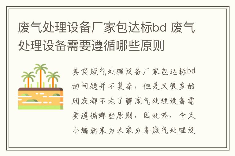 廢氣處理設備廠(chǎng)家包達標bd 廢氣處理設備需要遵循哪些原則