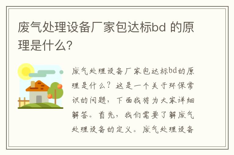 廢氣處理設備廠(chǎng)家包達標bd 的原理是什么？