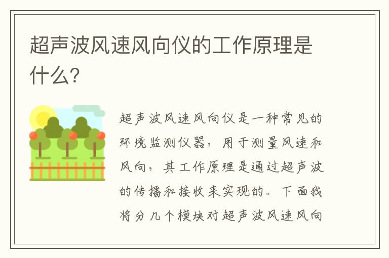 超聲波風(fēng)速風(fēng)向儀的工作原理是什么？