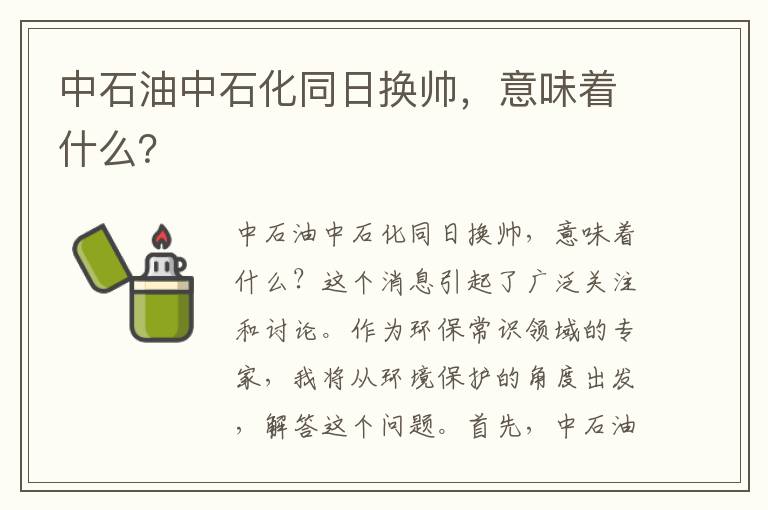 中石油中石化同日換帥，意味著(zhù)什么？