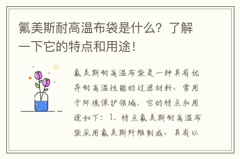 氟美斯耐高溫布袋是什么？了解一下它的特點(diǎn)和用途！