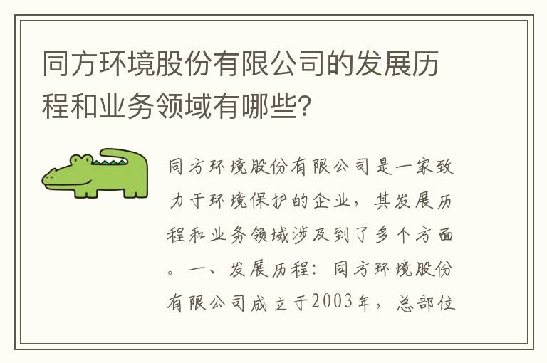 同方環(huán)境股份有限公司的發(fā)展歷程和業(yè)務(wù)領(lǐng)域有哪些？