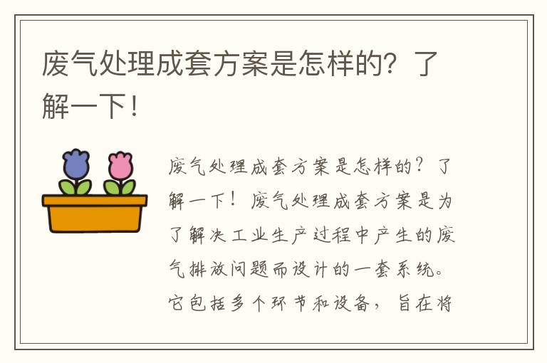 廢氣處理成套方案是怎樣的？了解一下！