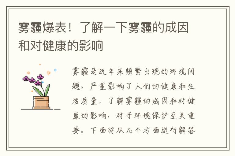 霧霾爆表！了解一下霧霾的成因和對健康的影響