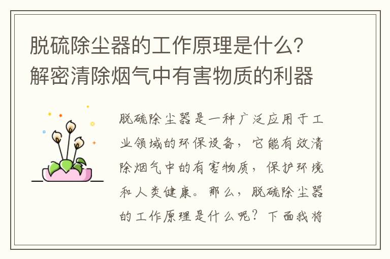 脫硫除塵器的工作原理是什么？解密清除煙氣中有害物質(zhì)的利器！