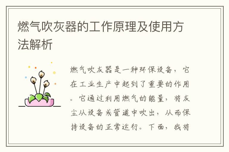 燃氣吹灰器的工作原理及使用方法解析