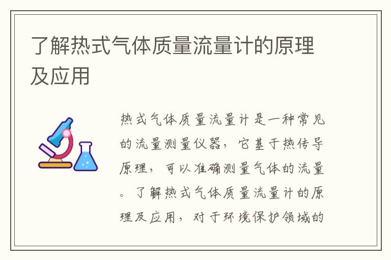 了解熱式氣體質(zhì)量流量計的原理及應用