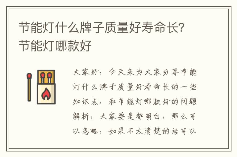 節能燈什么牌子質(zhì)量好壽命長(cháng)？節能燈哪款好