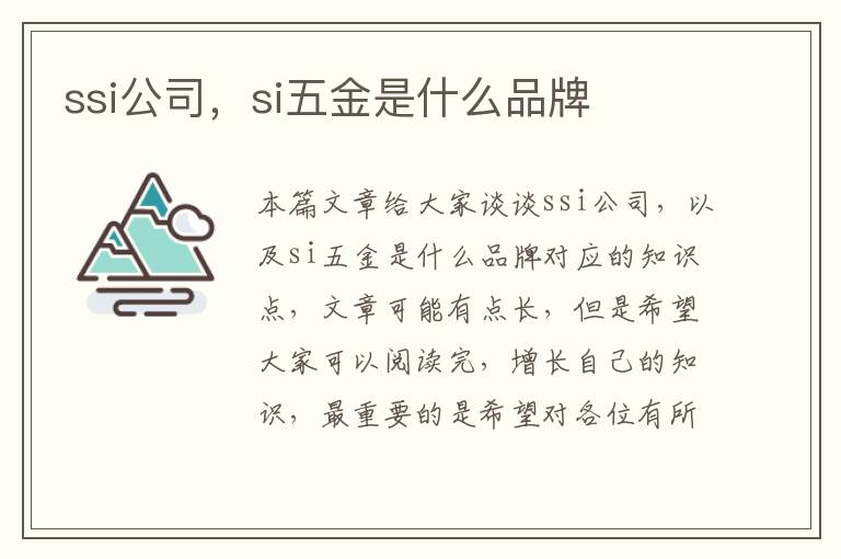 ssi公司，si五金是什么品牌