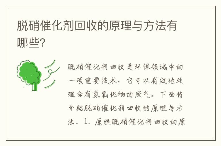 脫硝催化劑回收的原理與方法有哪些？